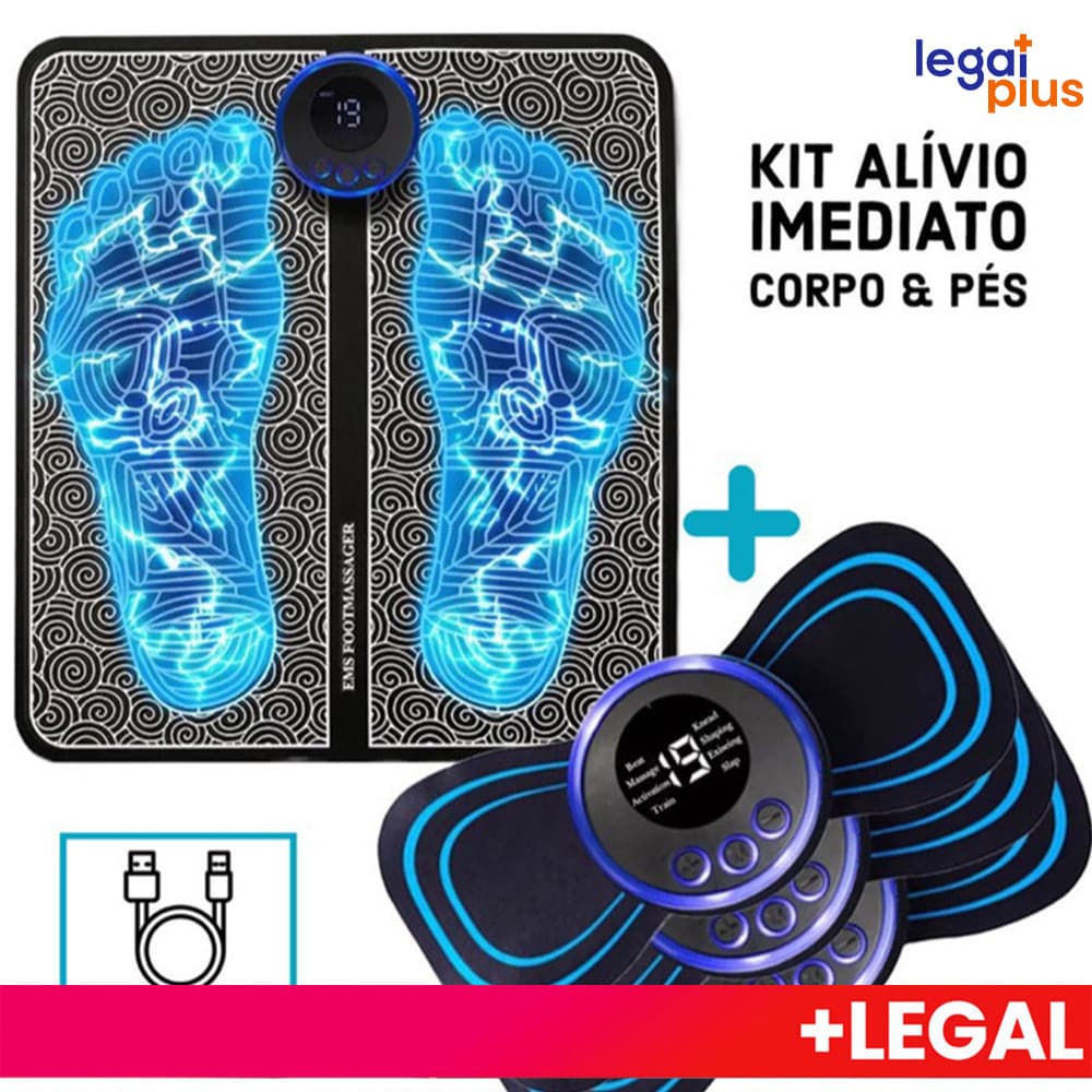 Mini Massageador E Tapete Elétrico Dor Pés E Musculares Tapete Massageador de Pés Elétrico Portátil Recarregável EMS