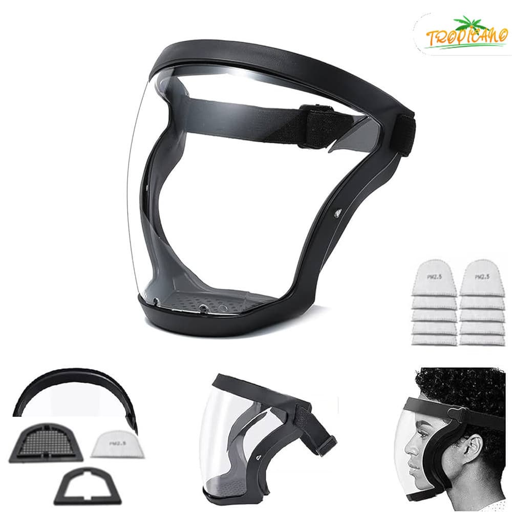 Protetor Facial para Construção: Transparente, Impermeável com Filtro PM2.5
