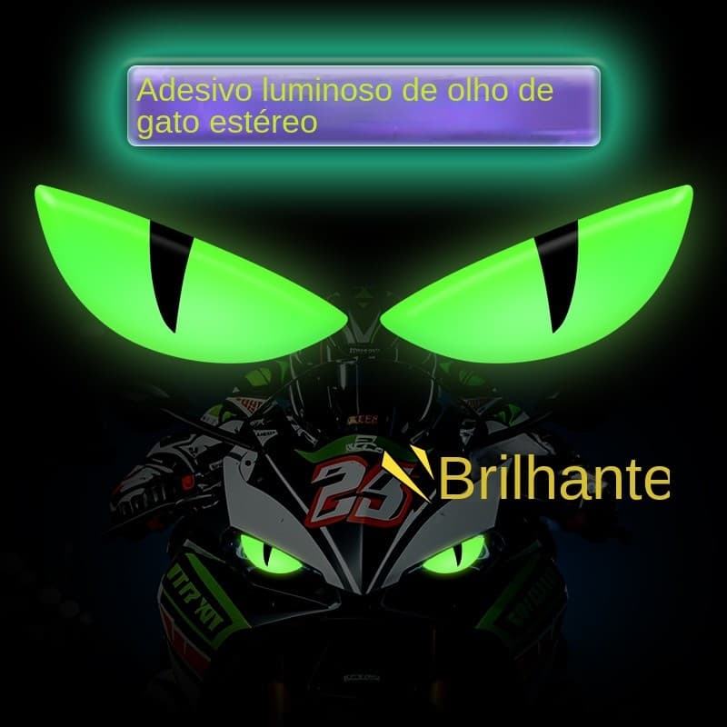 Carro motocicleta veículo elétrico decoração luminosa adesivo reflexivo olho do diabo adesivo de carro capacete 3D adesi