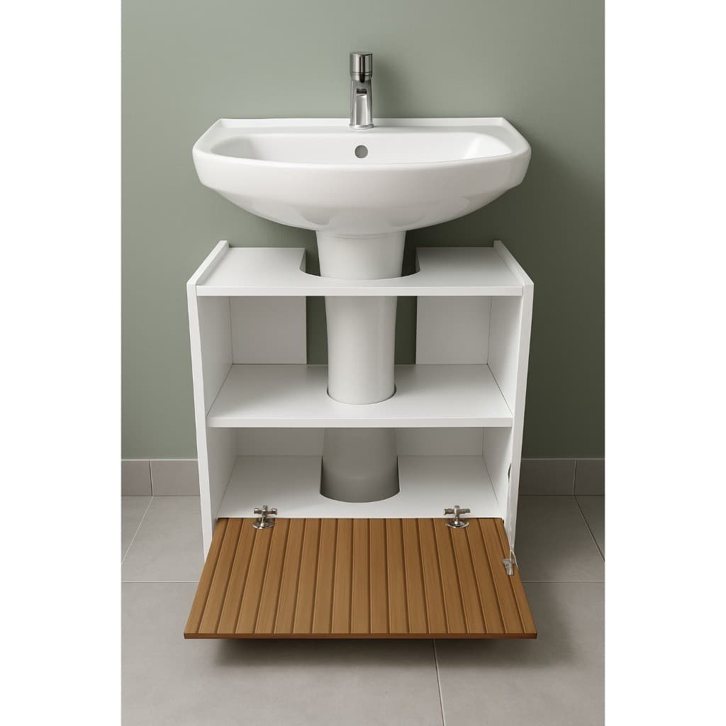 Gabinete Com Rodízios  1 PortaPara Pia de Coluna ou Pia Com Cano Aparente