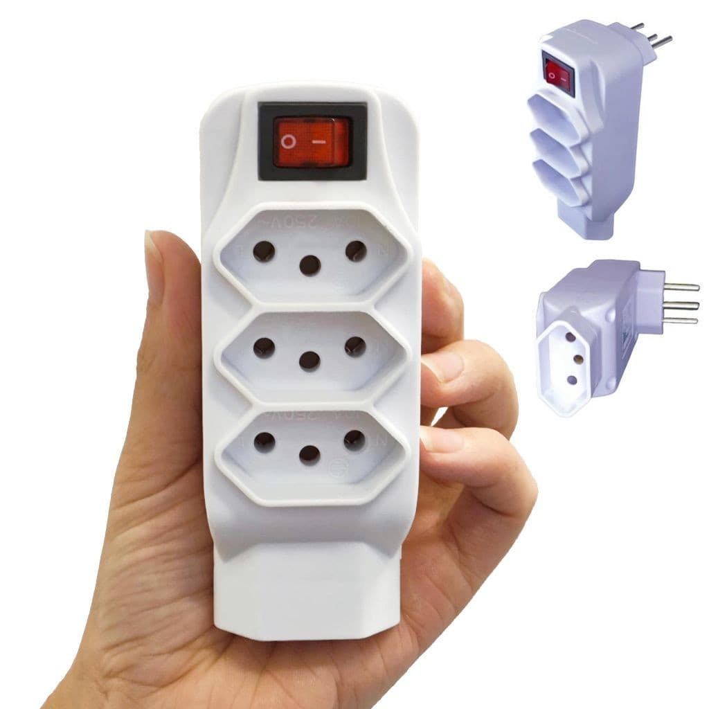 Mini Filtro de Linha 4 Tomadas 10a Bivolt Adaptador 3 Pinos Com Interruptor-XTRAD