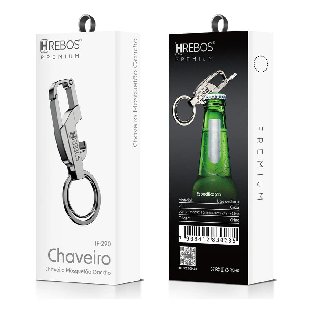 Chaveiro Mosquetão Gancho Com Abridor De Garrafas