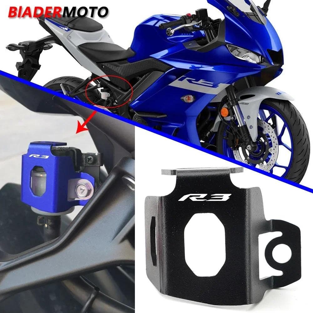 Nova Motocicleta Freio Traseiro Óleo Fluido Reservatório Capa Guarda Protetor Para YAMAHA YZF R3 YZFR3-R3 V2 V3 2015-202