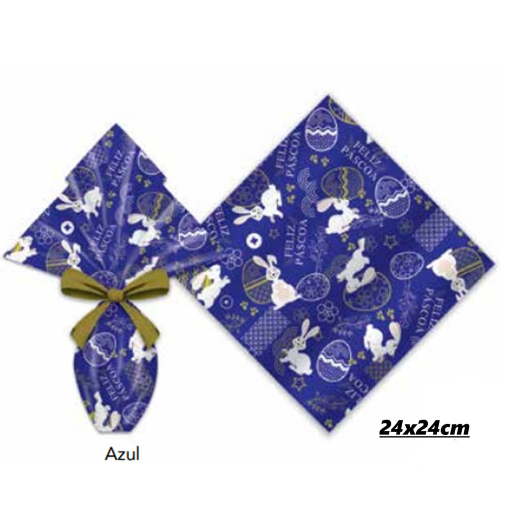 25 sacos express P/ Ovo De Páscoa 100 A150g  24x24cm oriente azul embale