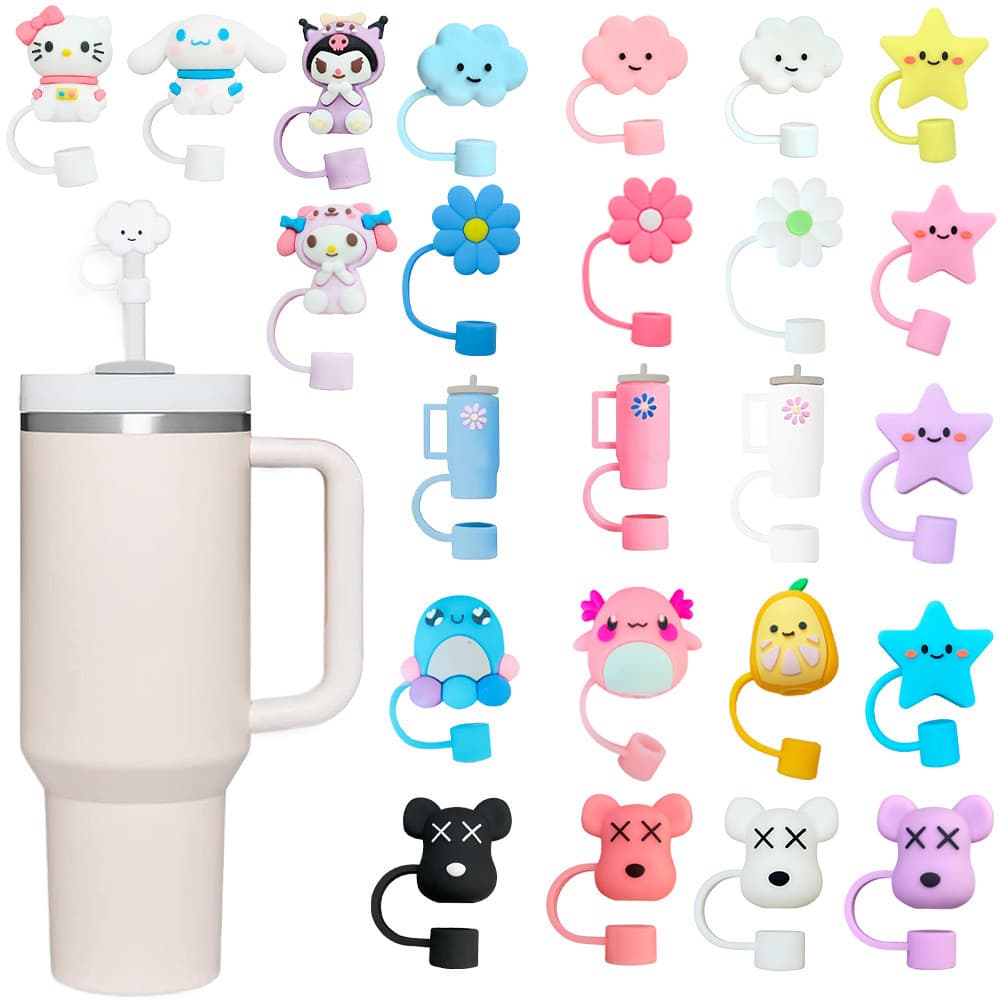 Protetor de Canudo Sanrio de Silicone, Antipoeira e Reutilizável, Compatível com Stanley 30&40oz
