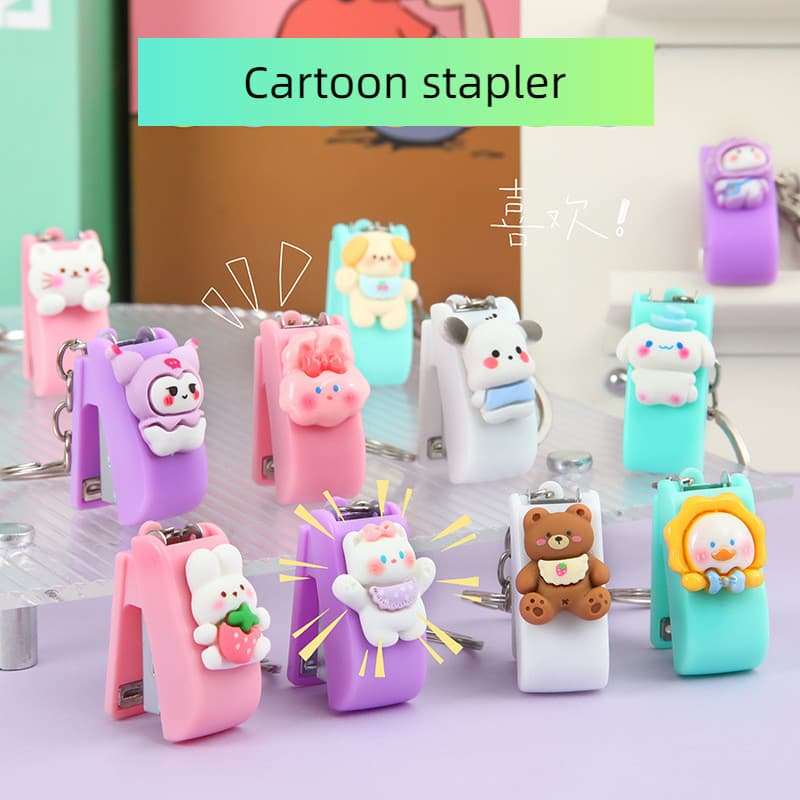 Grampeador Sanrio Cartoon Kuromi Escritório Do Estudante Máquina Portátil De Encadernação Para Estudantes Papelaria