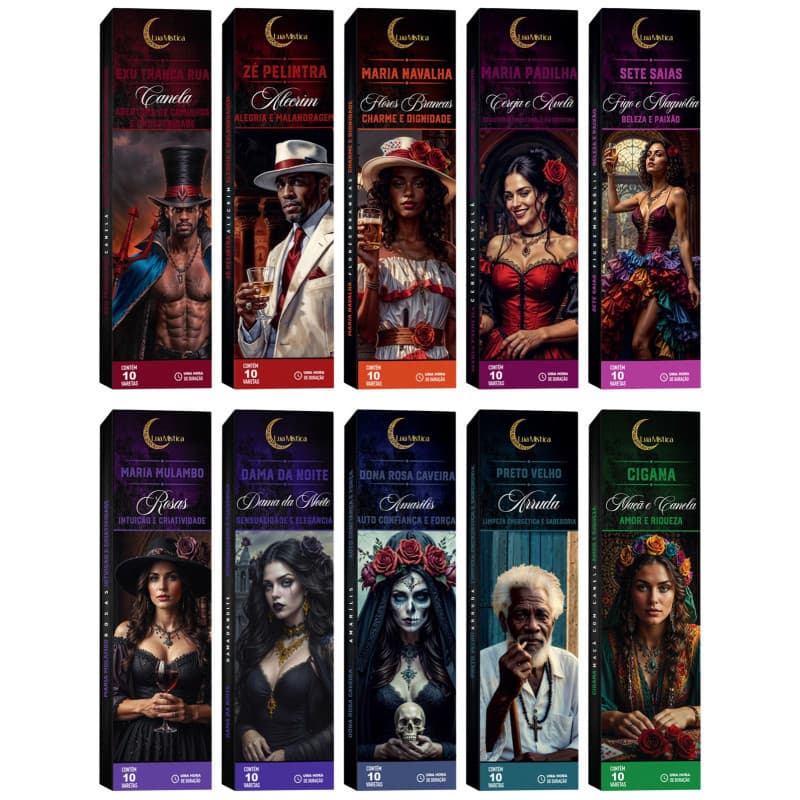 Incenso Umbanda Lua Mística 0% Carvão 10 Varetas - Diversos Aromas