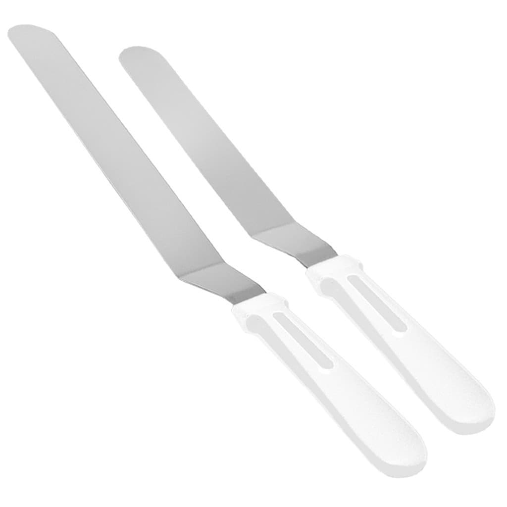 Kit 2 Espátulas Confeiteiro Angular Curva Em Inox Para Bolos e Tortas Confeitaria