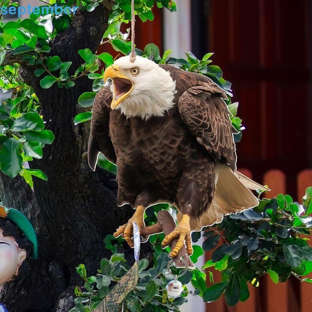 Dispositivo De Susto De Pássaros Falsos Setembrob , Espantalho De Coruja Retangular Suspenso , Com Sinos Repelente