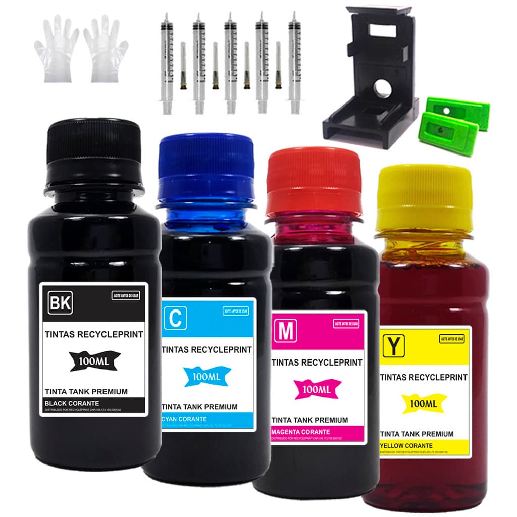 Tinta Recarga Compatível HP Cartucho Impressora 2774 2874 667 667XL