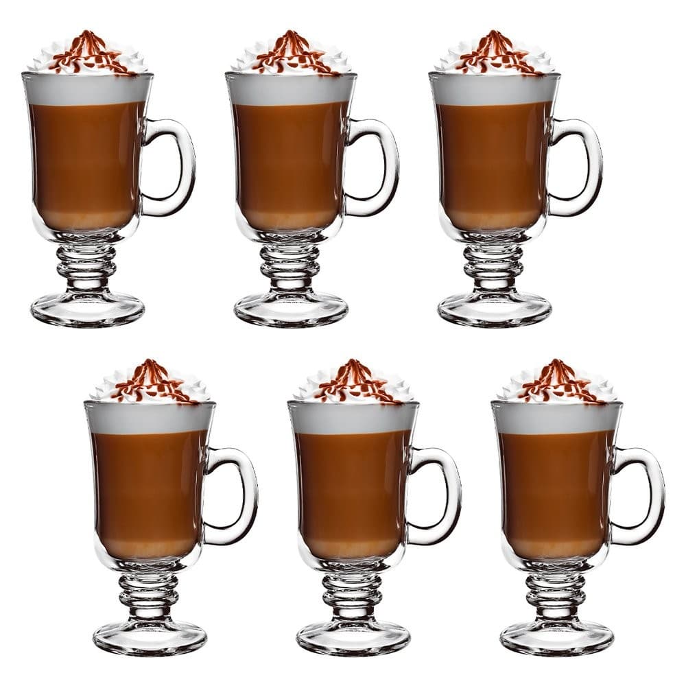 Jogo 6 Taça Vidro 230ml Transparente Xícara Caneca Para Cappuccino Tomar Chocolate Quente Café Nespresso Dolce Gusto Kit