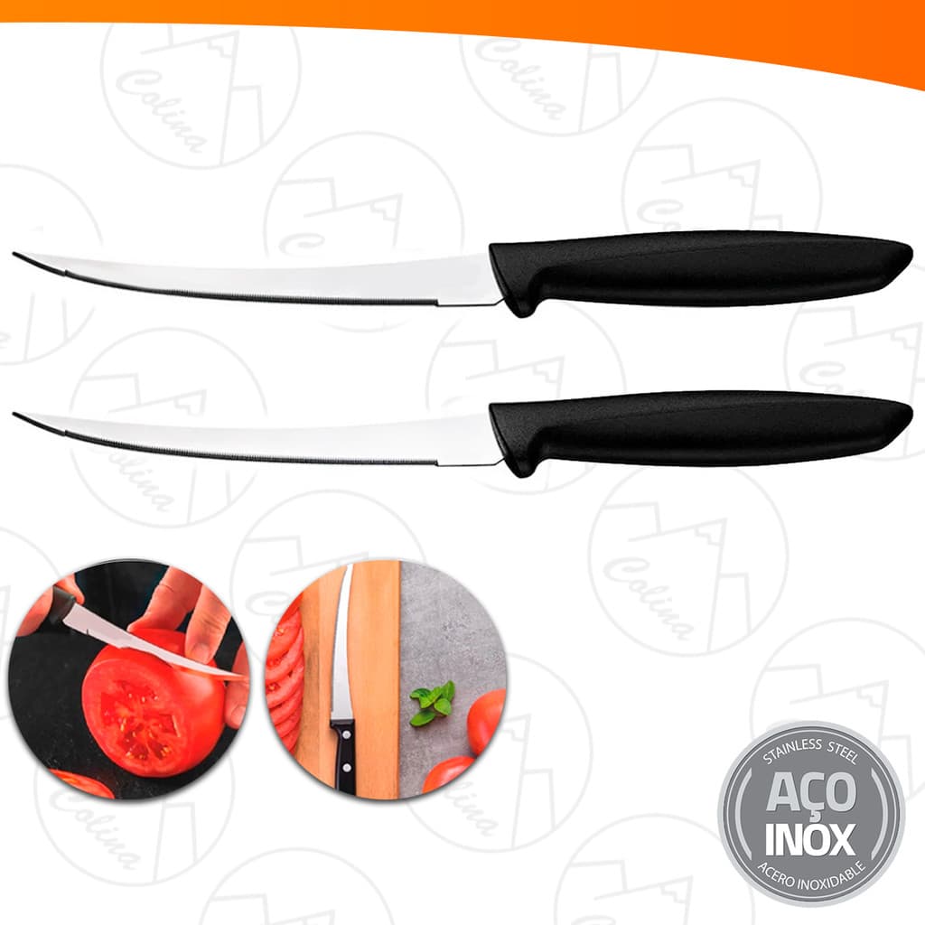 Kit 2 Facas Para Tomate Aço Inox Legumes Chef Profissional 5''