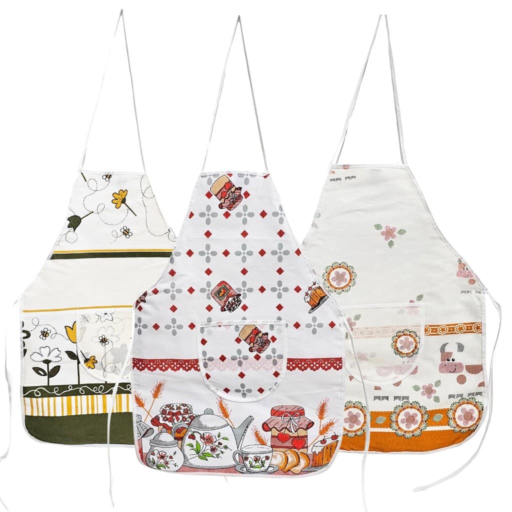 Kit 3 Aventais Forro Plástico Bolso Cozinha Protege Roupa Impermeável 45x65