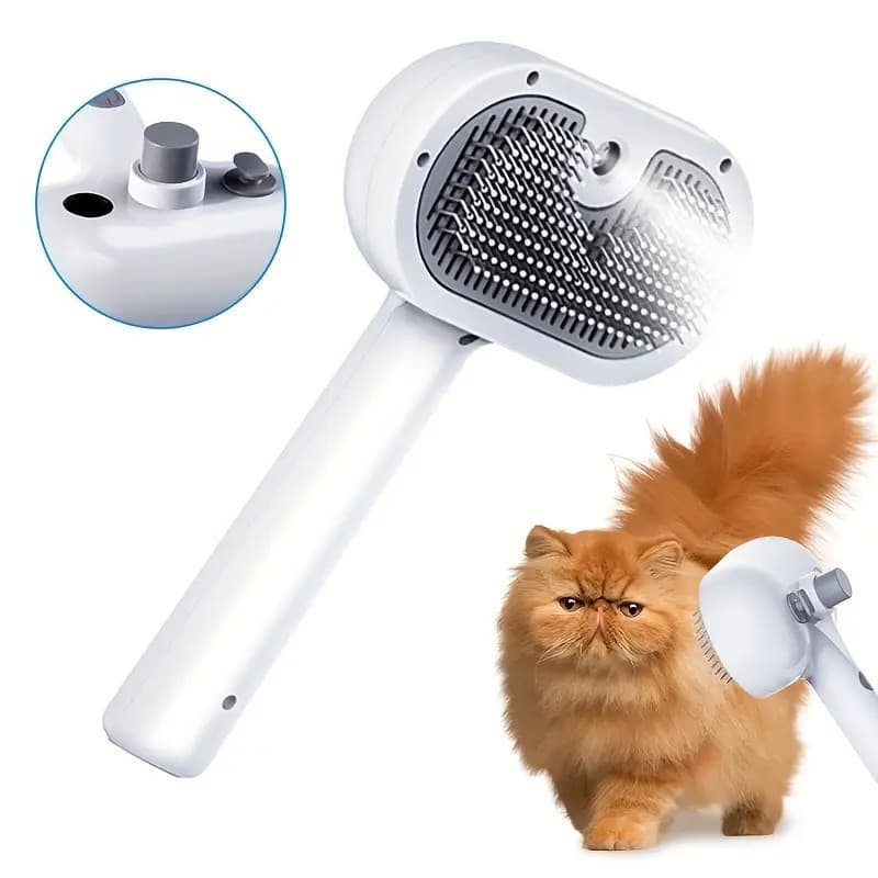 Escova a Vapor 3 Em 1 Spray Hair Combing Usb para Pets Caes Gatos e Coelhos