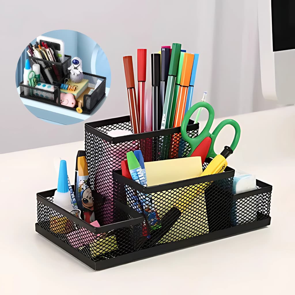 Organizador Aramado Porta Caneta Lapis Clips Papel Mesa Escritorio Home Office Estudo Trabalho
