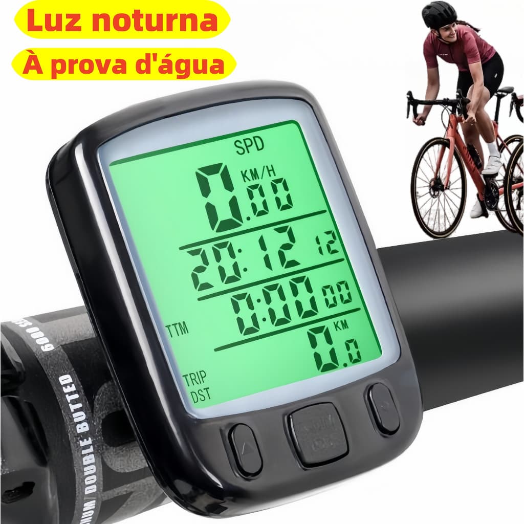 Velocímetro Cronômetro Bicicleta Luz Noturna Prova D'água Medido Velocidade Bike