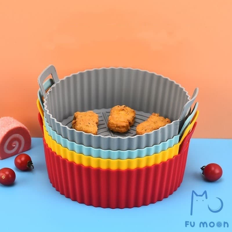 KIT 1/2/3 Forma De Silicone Para Air Fryer Forno Microondas Fritadeira Assadeira – Reutilizável Antiaderente Flexível