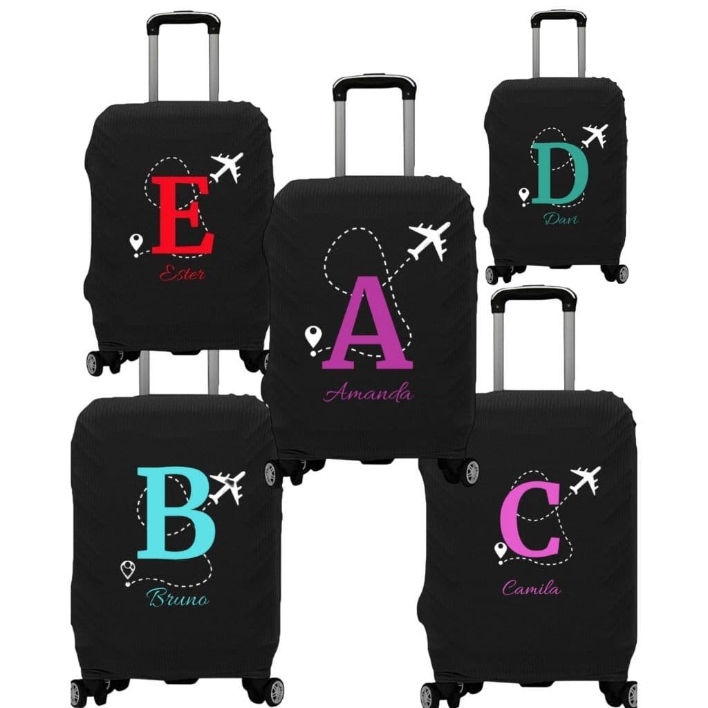 Capa de Mala personalizada com Nome e Inical-Tecido Canelado