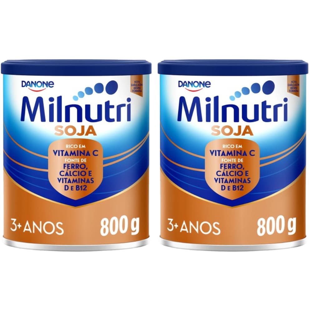 2 Latas Milnutri Soja 800g – Fórmula Infantil 3+ Anos Danone | Envio Imediato