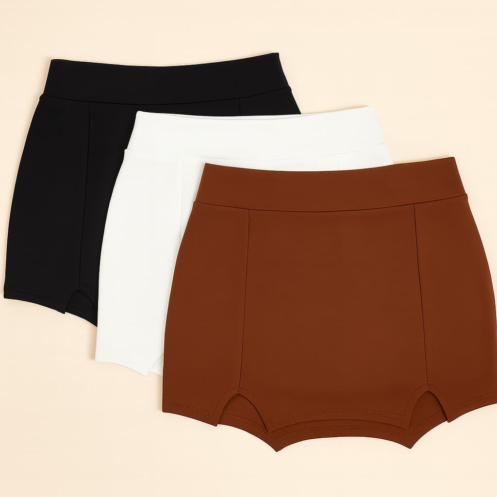 Short Saia Feminino Social Moda Elegante Casual Confortável  Tamanhos P ao G1  Preto Marrom Branco