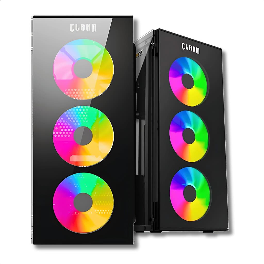 Gabinete Gamer Mid Tower Clanm Smog Com 3 Fans ATX/Micro-ATX/Mini-ITX Vidro Temperado Preto