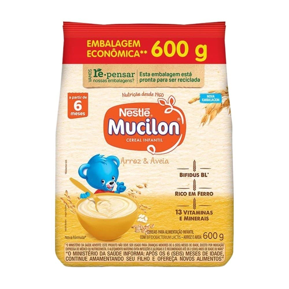 Mucilon Sachê 600g Arroz e aveia Cereal infantil