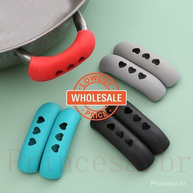 [Preço Por Atacado] Tampas Antiderrapantes Com Cabo Antiderrapante/De Orelha De Panela A Vapor/Manga De Alça De Ferro/Punhos Protetores Isolados Calor Para Panelas De Fritura