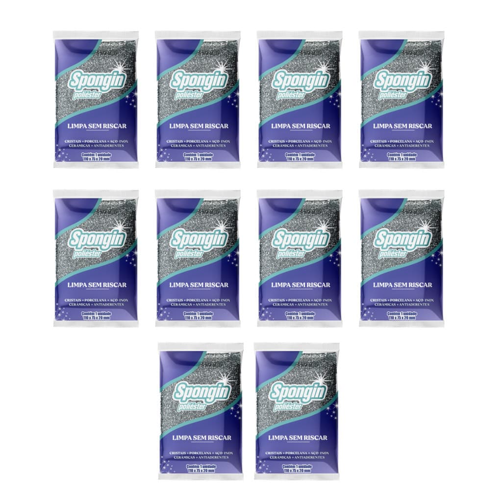 Kit 10 Esponja Poliéster Spongin Multiuso 11x7,5cm Não risca lavar louça panelas pratos e copos Cozinha, banheiro