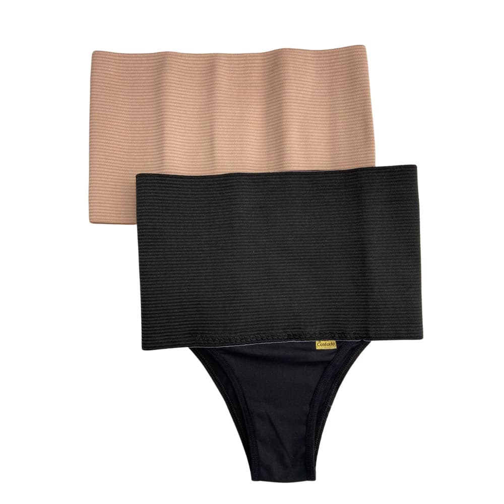Kit 2 Cinta Modeladora Plus Size Pós Parto Cós Alto Segura Barriga - Cinta18