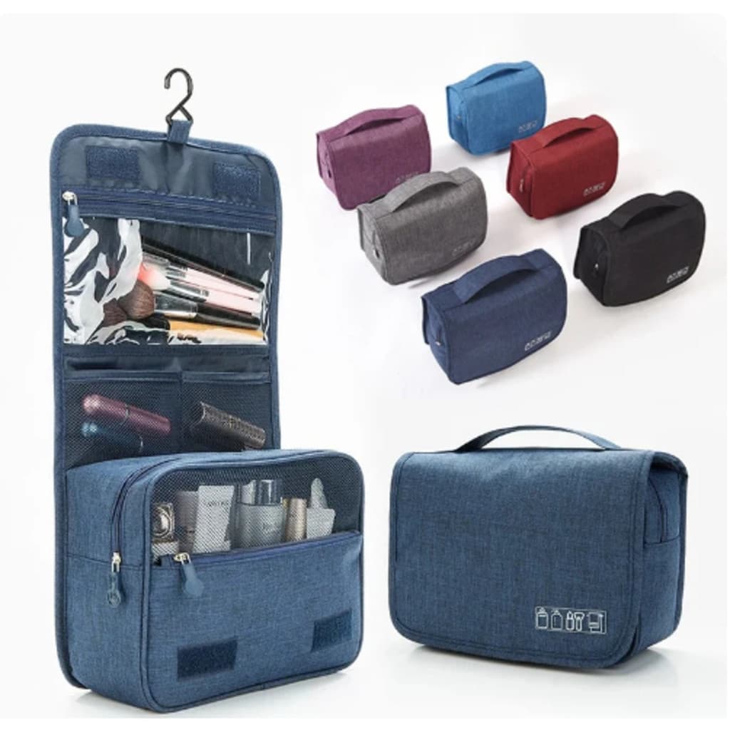 Necessaire Organizadora Bolsa Portatil Feminina Com Gancho Dobrável Mala Higiene Pessoal Maquiagens