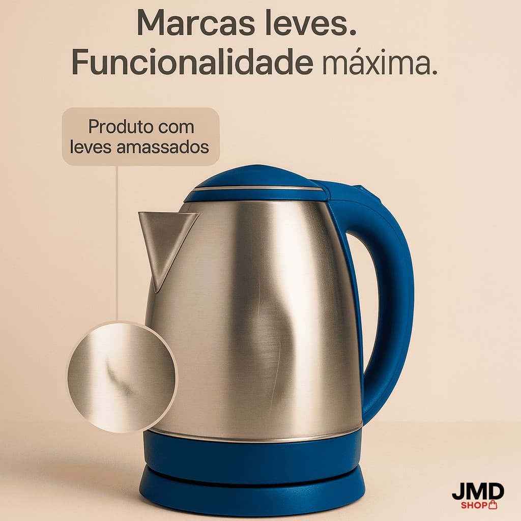 Chaleira Elétrica Inox 1,8L Funcional com Pequenas Avarias Voltagem 110V ou 220V