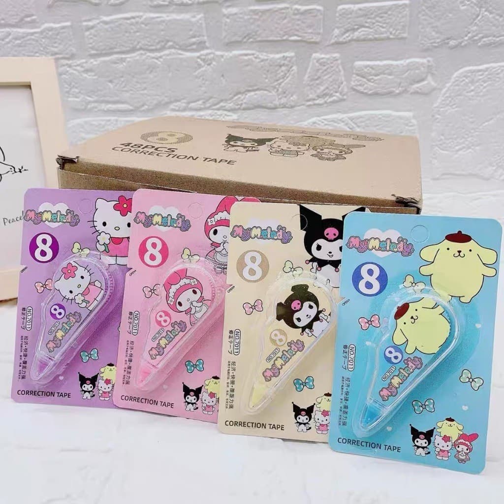 KIT 3 Fita Corretiva De Correção Sanrio Material De Escritório