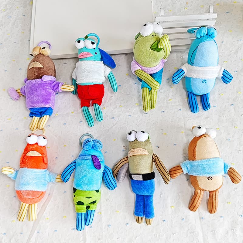 Chaveiros de Pelúcia Bob Esponja Calça de Biquíni: Flounder Relaxado e Peixe Ladoqueiro - Charms de Bolsa e Acessórios d