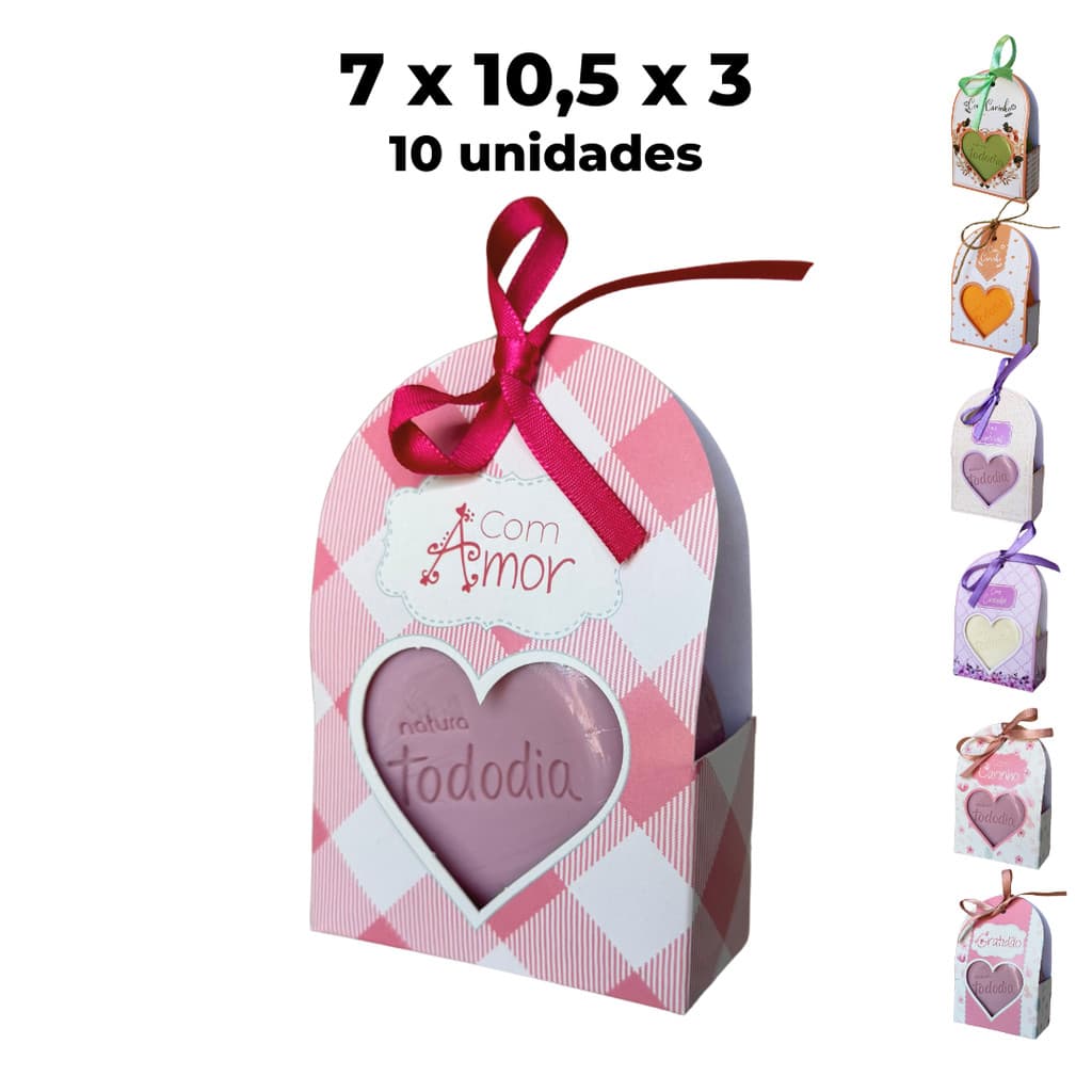 Caixa Envelope Coração Vazado para Sabonete c/10un 7x10,5x3 Olga