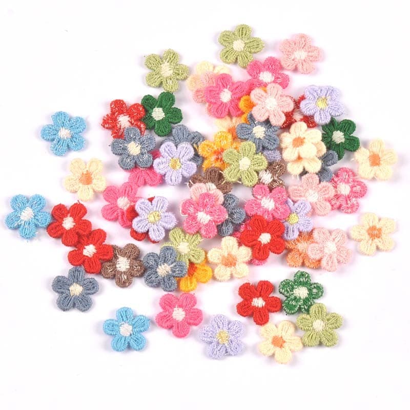 100 Pçs Bonito Flor Colorida Appliqued DIY Suprimentos Rendas Para Roupas De Casamento Acessórios De Costura Decorações 