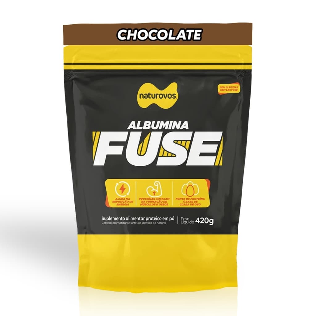 Albumina Fuse Refil 420g Sabor Chocolate Naturovos