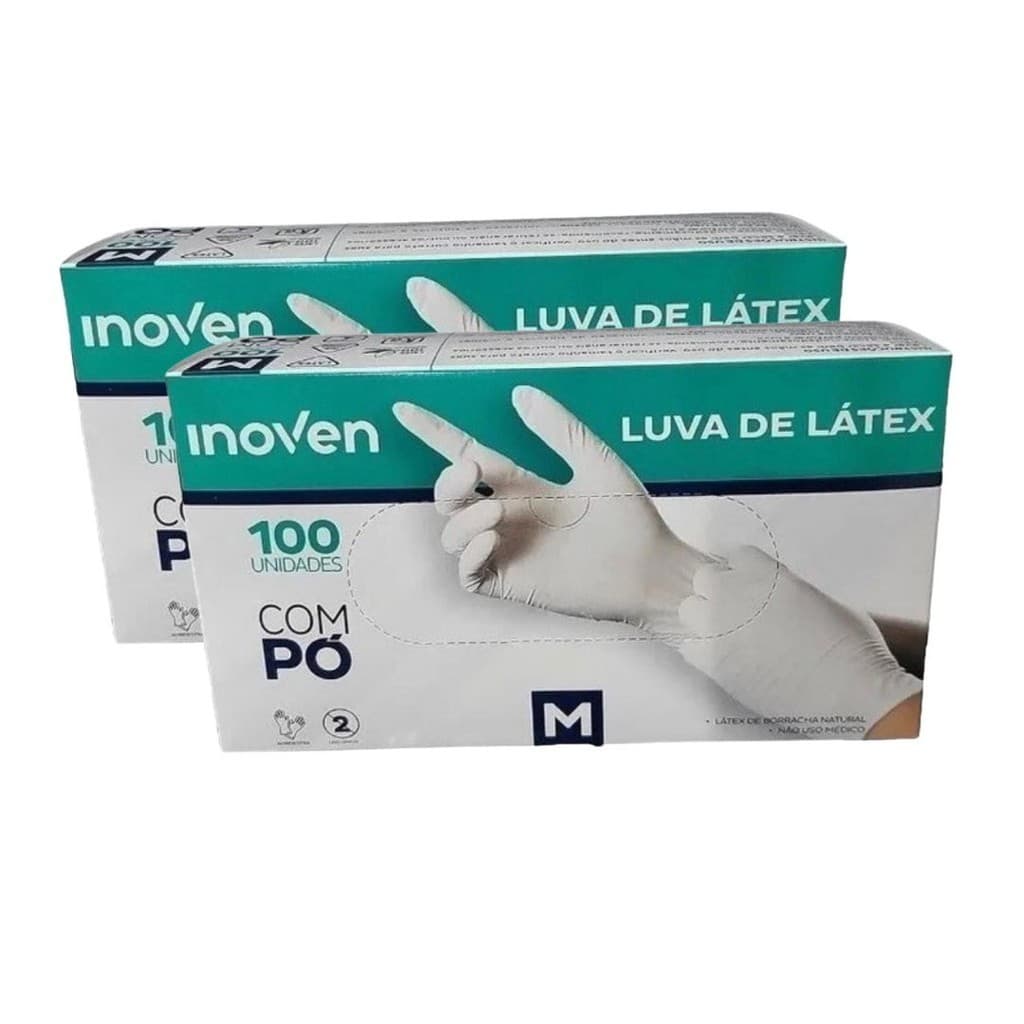 Luva de Látex Com Pó Tamanho M 200 Unidades Inoven