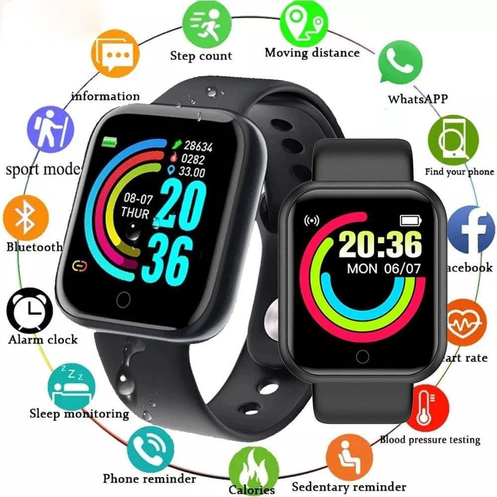 Smartwatch D20 Relógio Inteligente Esportivo Bluetooth Android/iOS Com Notificações/Foto na Tela