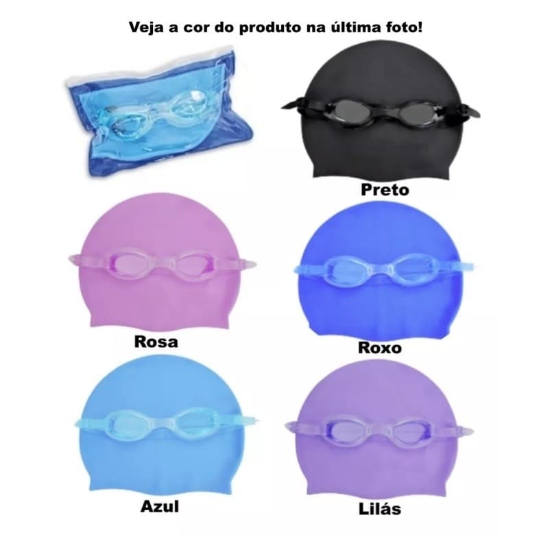 (Baratinha)Kit De Natacao com Touca Silicone E Oculos Para jovens E Adultos - (BBarato)
