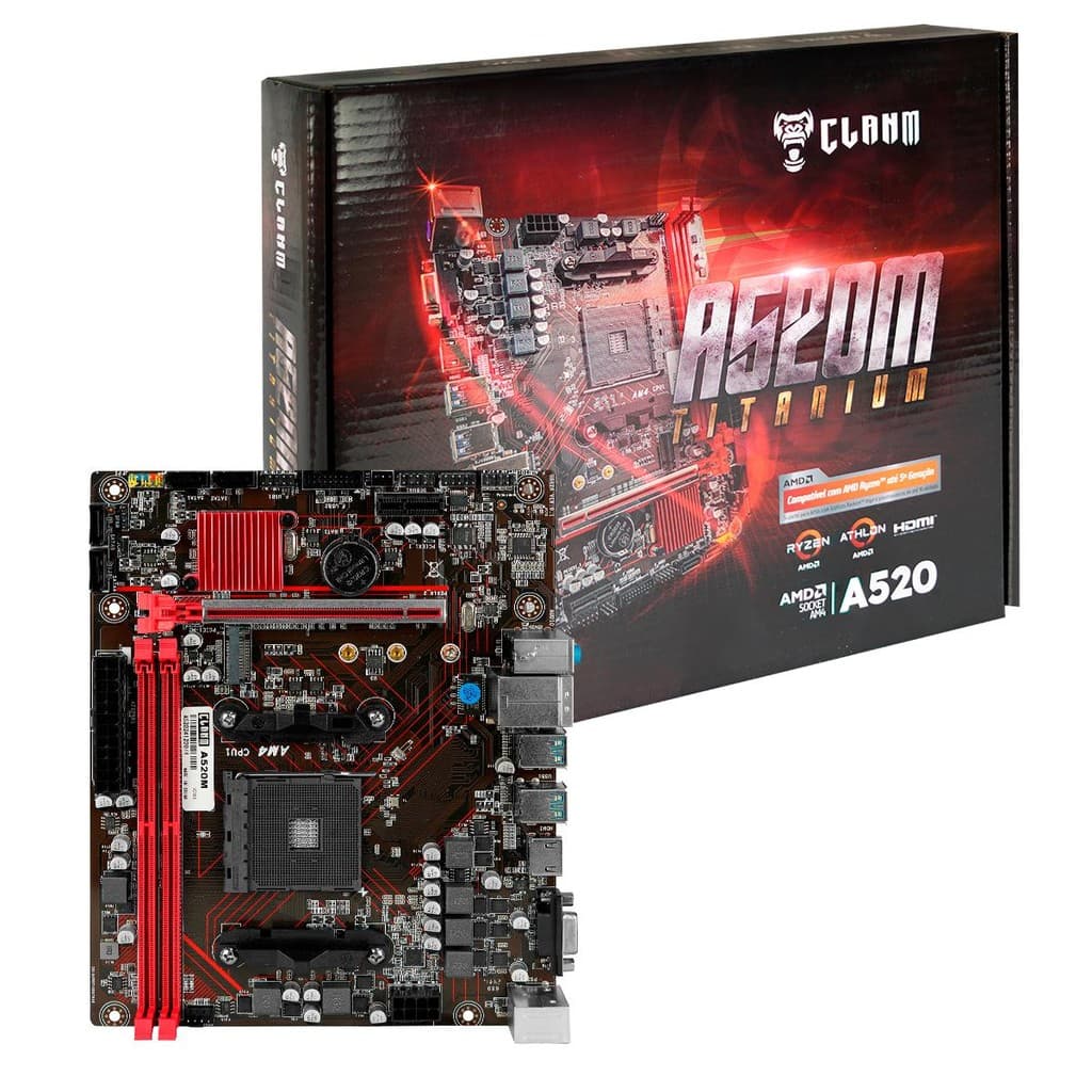Placa Mae A520M ddr4 M.2 NVMe AMD Ryzen até 5° Geração