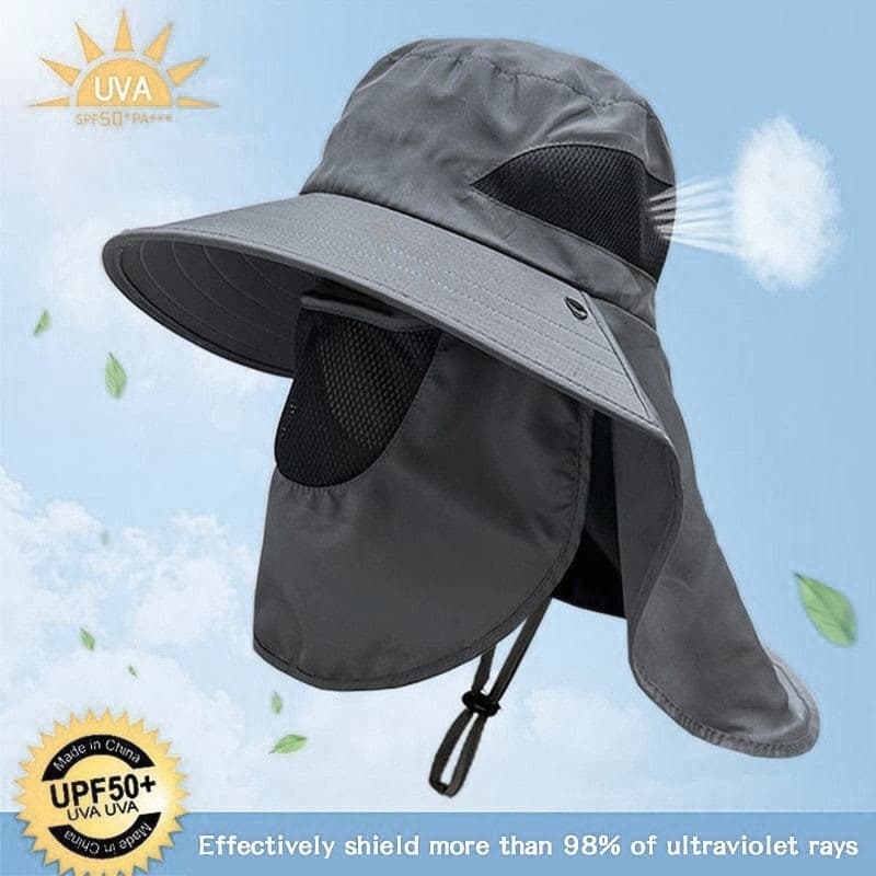 Chapéu de sol de verão ao ar livre proteção facial pescoço chapéu de sol destacável chapéu de aba grande