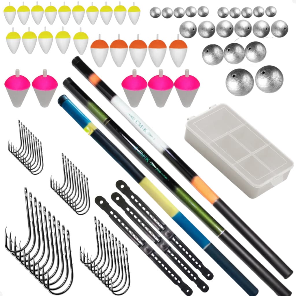 Kit Pesca 3 Vara Telescópica 2,10 Mts Estojo Acessorios boia anzol chumbada polinha kit pesca completo