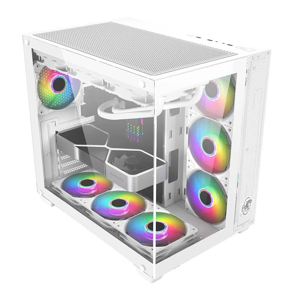 Gabinete Gamer Draxen Arbaton 4 Fan Controladora ARGB Branco