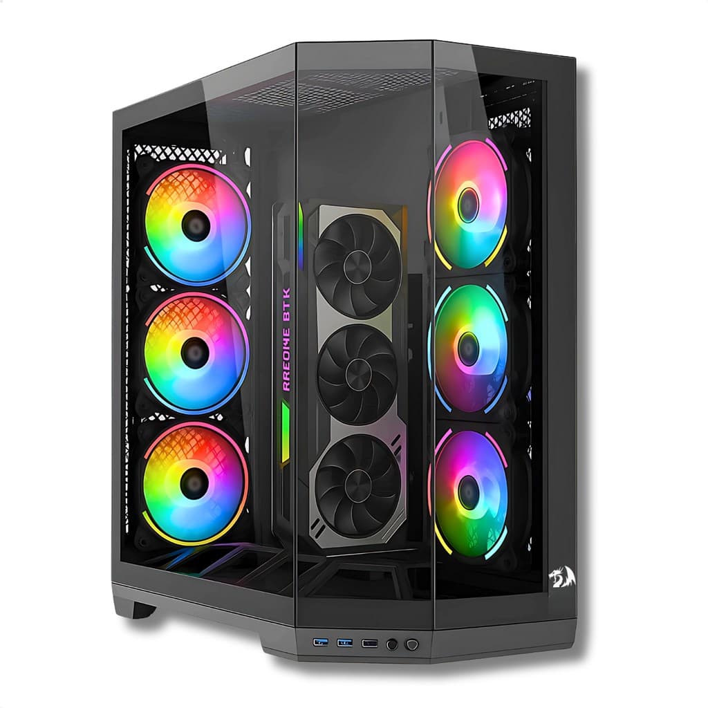 Gabinete Gamer Aquário Redragon Edge ATX/Micro-ATX/Mini-ITX Vidro Temperado Preto CA-608B