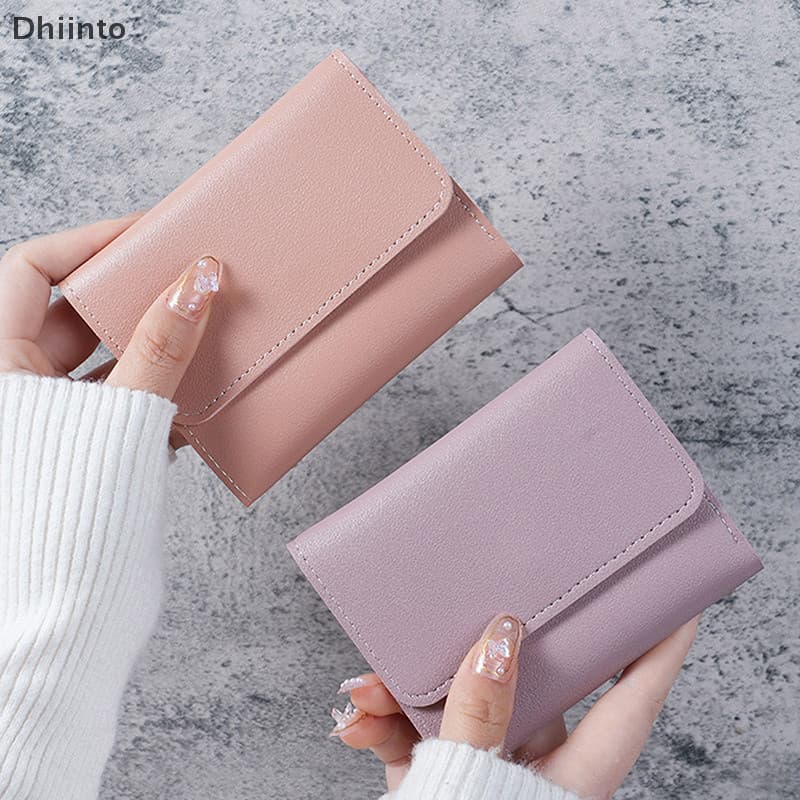 [Dhiint] Carteira Feminina Com Clipe Curto De Três Dobras , Curta Vários Cartões , Bolsa Fashion , Cartão De Crédito , B