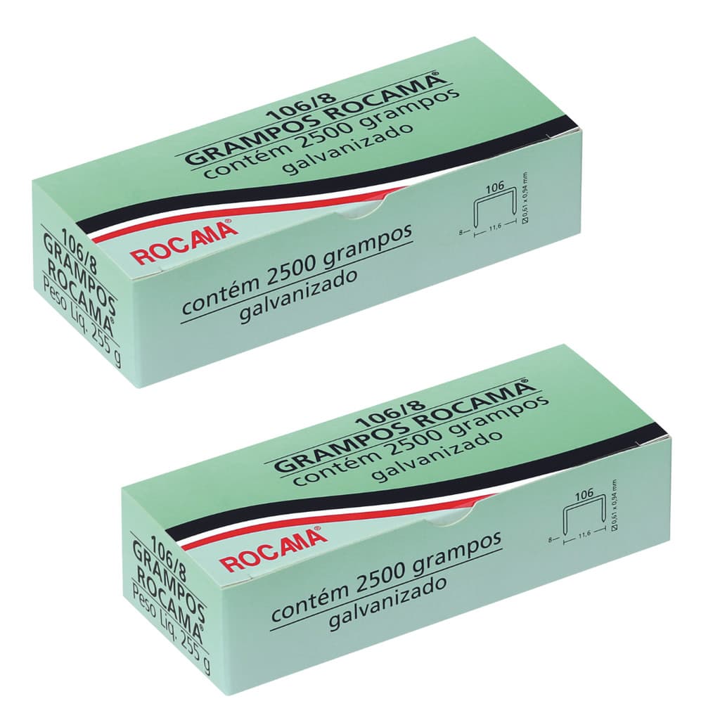 Kit Grampo 106/8 - 2 caixas com 2500 grampos