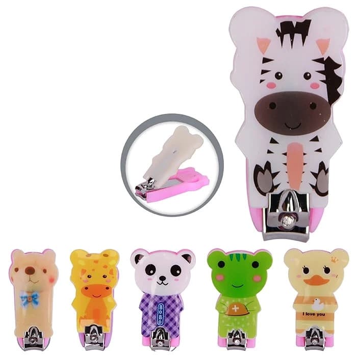 Cortador de Unha Bebê Infantil com Capa Bichinhos Coloridos e Divertidos Primeiros Cuidados Higiene