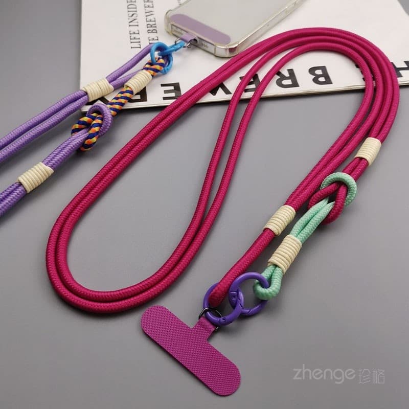 Cordão de telefone móvel Cross-corpo portátil dupla utilização destacável cinta corda masculino feminino longo caso de t