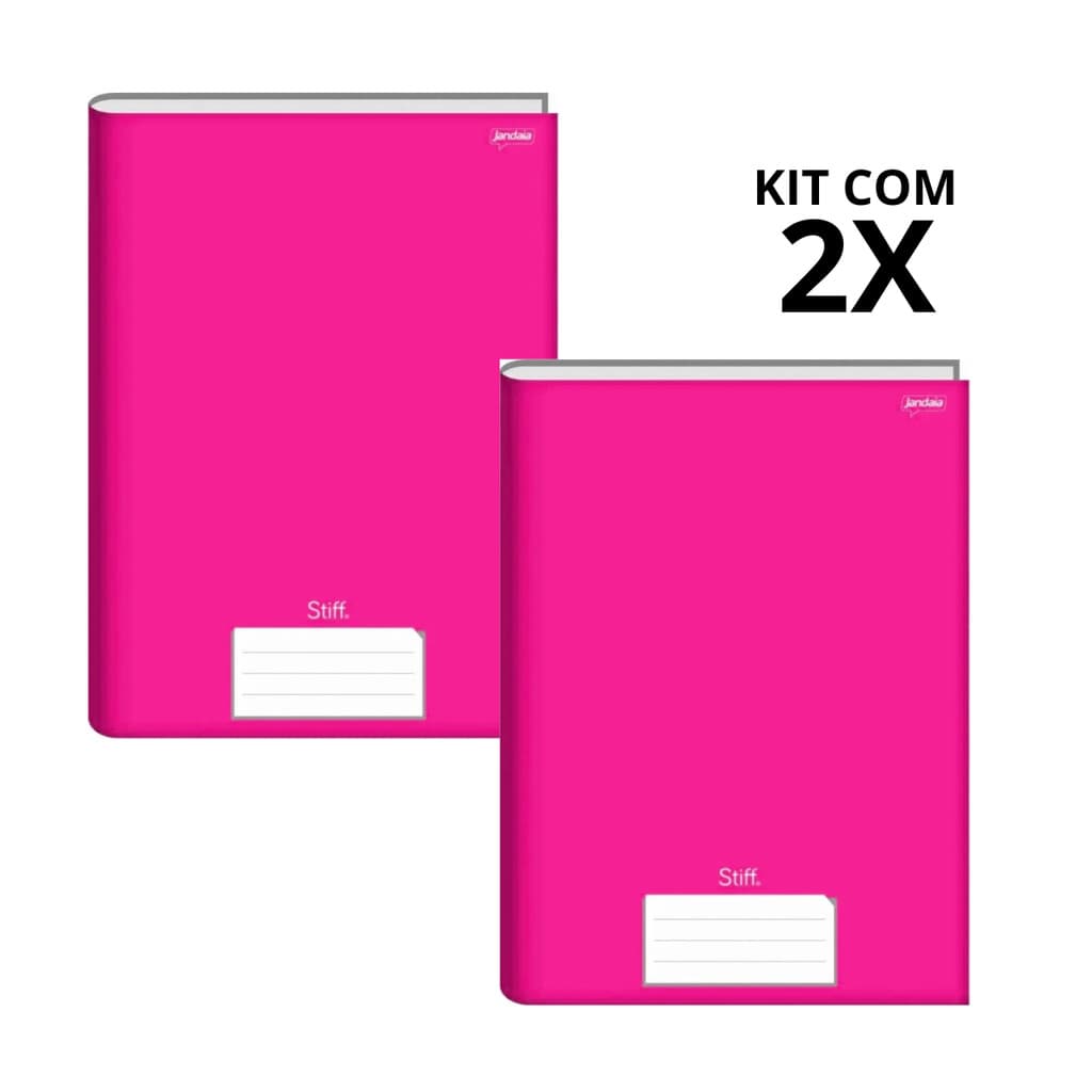 Kit Com 2 Caderno Brochura 96 Fls Pautado Capa Dura - Stiff COR:PINK
