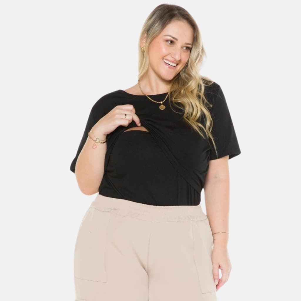 Blusa Amamentação Diversas Cores Viscolycra Manga Curta T-shirt Gestante Grávida 1181-D
